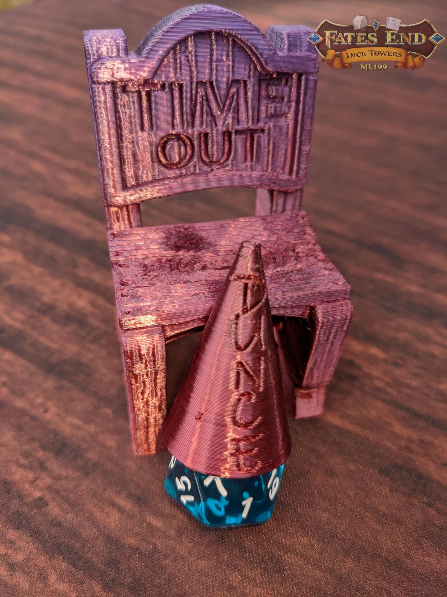 Time Out Chair & Dunce Cap 3D Printed Dice Jail