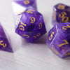 Purple Gemstone Amethyst Dice (With Box) Hand Carved Polyhedral Dice Set