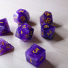 Purple Gemstone Amethyst Dice (With Box) Hand Carved Polyhedral Dice Set