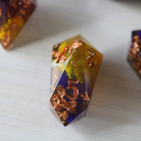 Purple And Gold Handmade Resin Dice Set