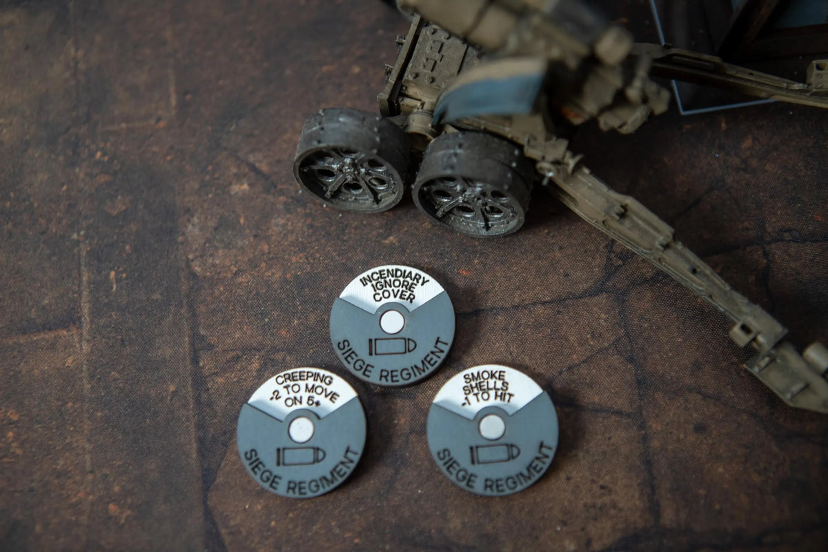 Siege Regiment Detachment Dials – Warhammer 40K Astra Militarum Tracker Set of 3