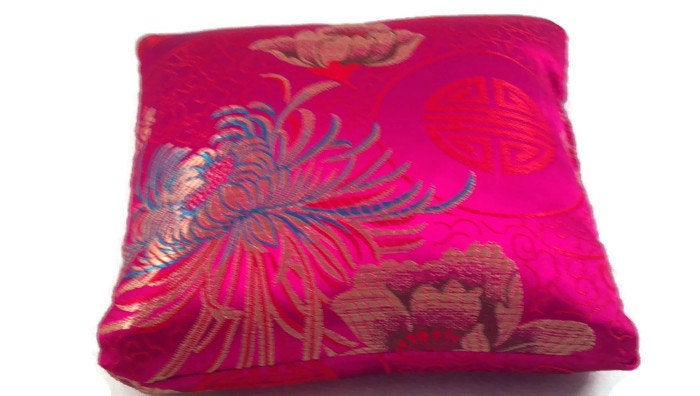 Fuchsia Singing Bowl Crystal Display Pillow – Brocade Display Cushion for Crystal Spheres