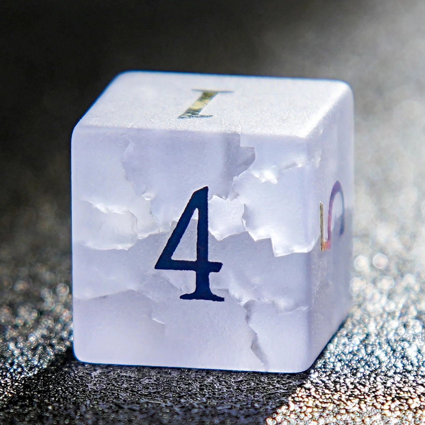 Light Purple Frosted Crystal DND Dice Set + Colorful Numbers