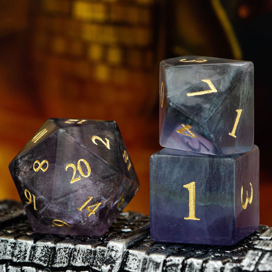 Natural Fluorite Gemstone Dice Set