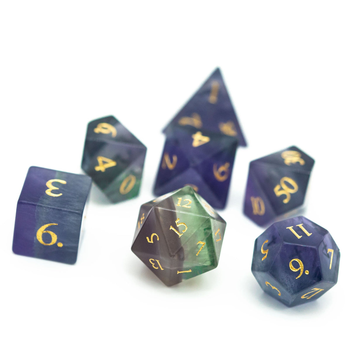 Natural Fluorite Gemstone Dice Set