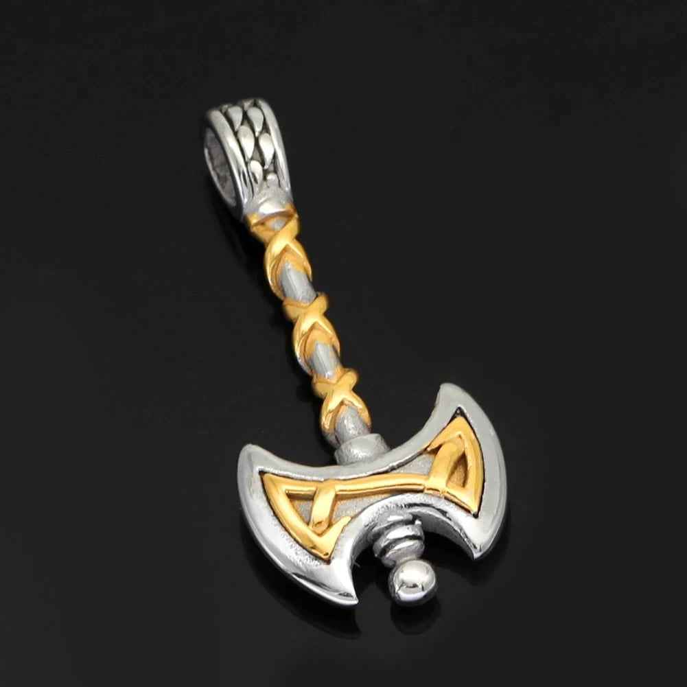 Vikings Axe Celtic Knot Stainless Steel Necklace