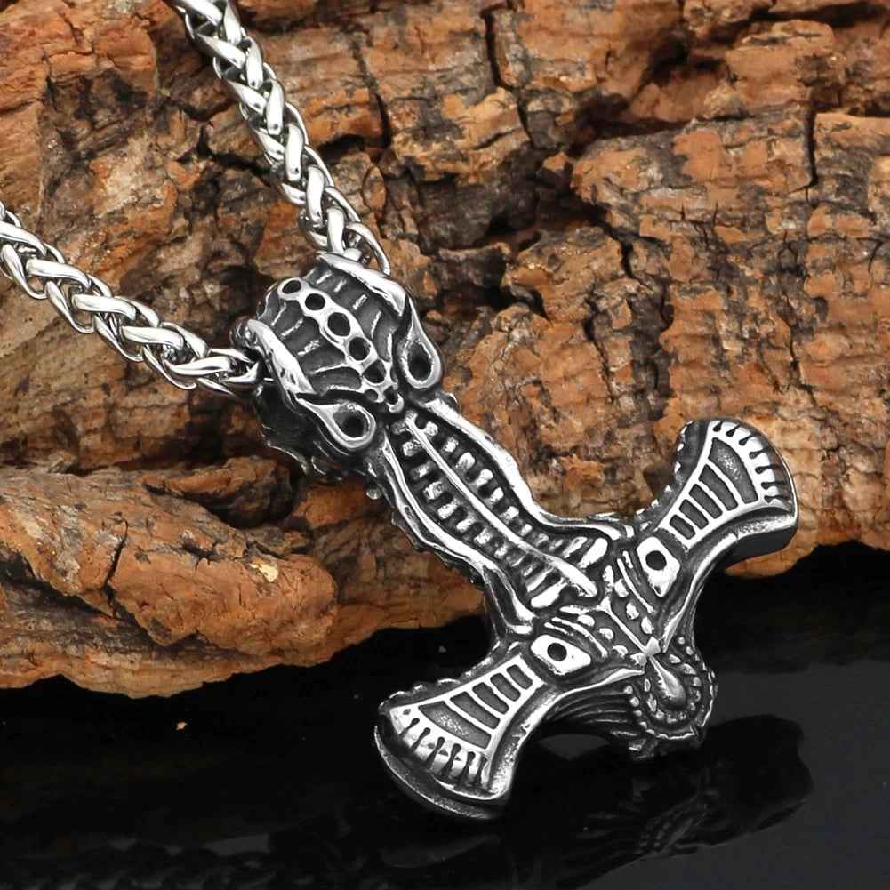 Vikings Mjolnir and Celtic Knot Stainless Steel Necklace