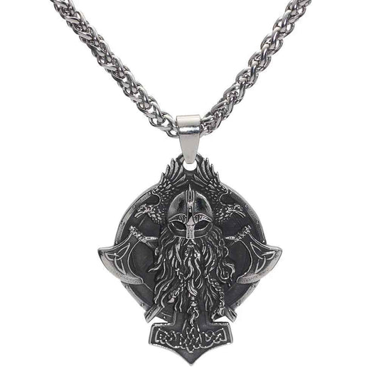 Vikings Warrior and Axe Stainless Steel Necklace
