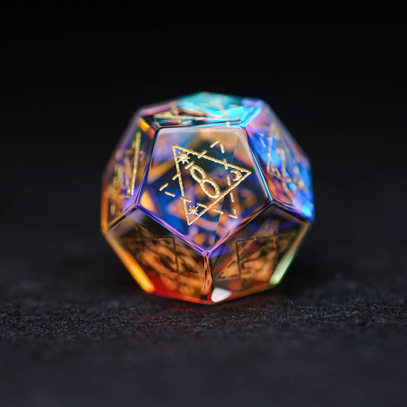 Prismatic Rainbow Glass Gemstone Dice Set