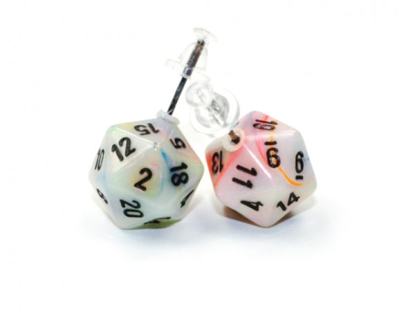 Chessex Dice: Stud Earrings - Festive Circus Mini-Poly d20 Pair