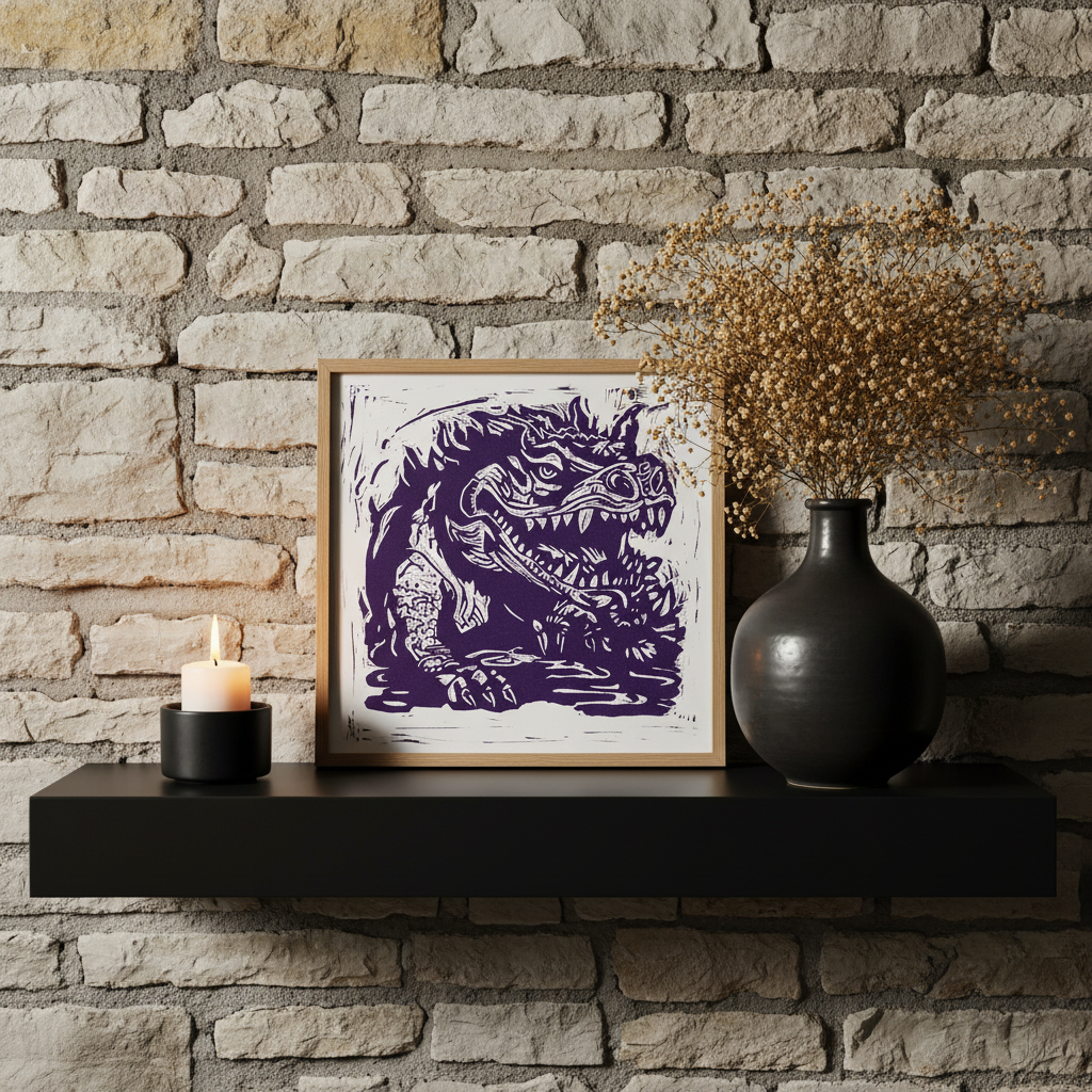 Purple Hodag Folklore Art Print Archival Reproduction Wall Art