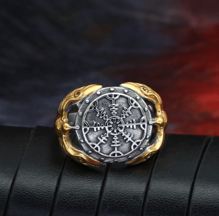 Vikings Raven Runes Stainless Steel Ring