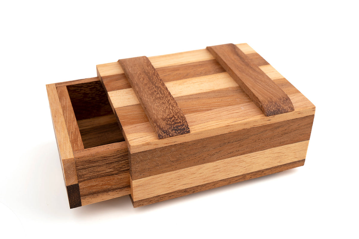 Secret Opening Puzzle Box – Wooden Trick Box for Cash, Gift Cards & Jewelry, Two Sizes