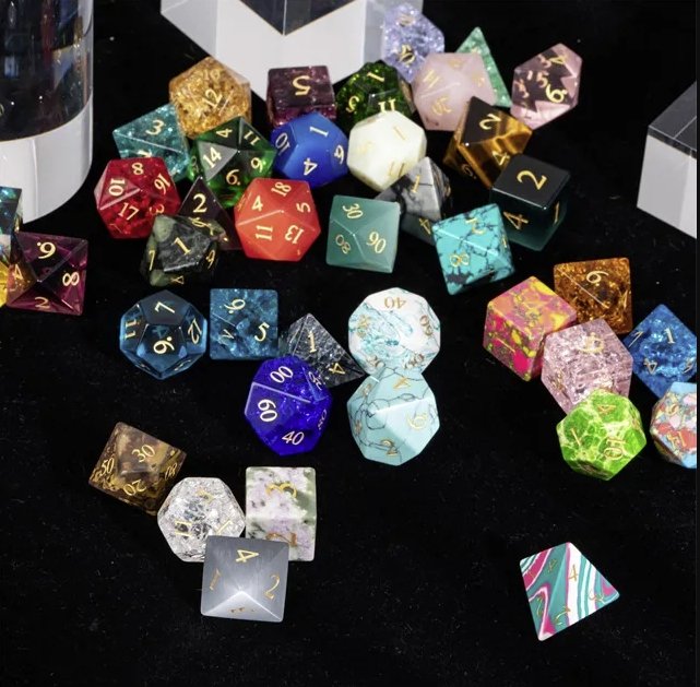 Semi-Precious Dice Bundle (3 Sets + D20)