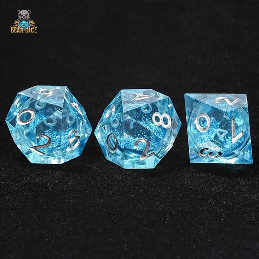 Shining Blue Liquid Core D10 Dice: 10-Sided Dice Set for Role Playing Games