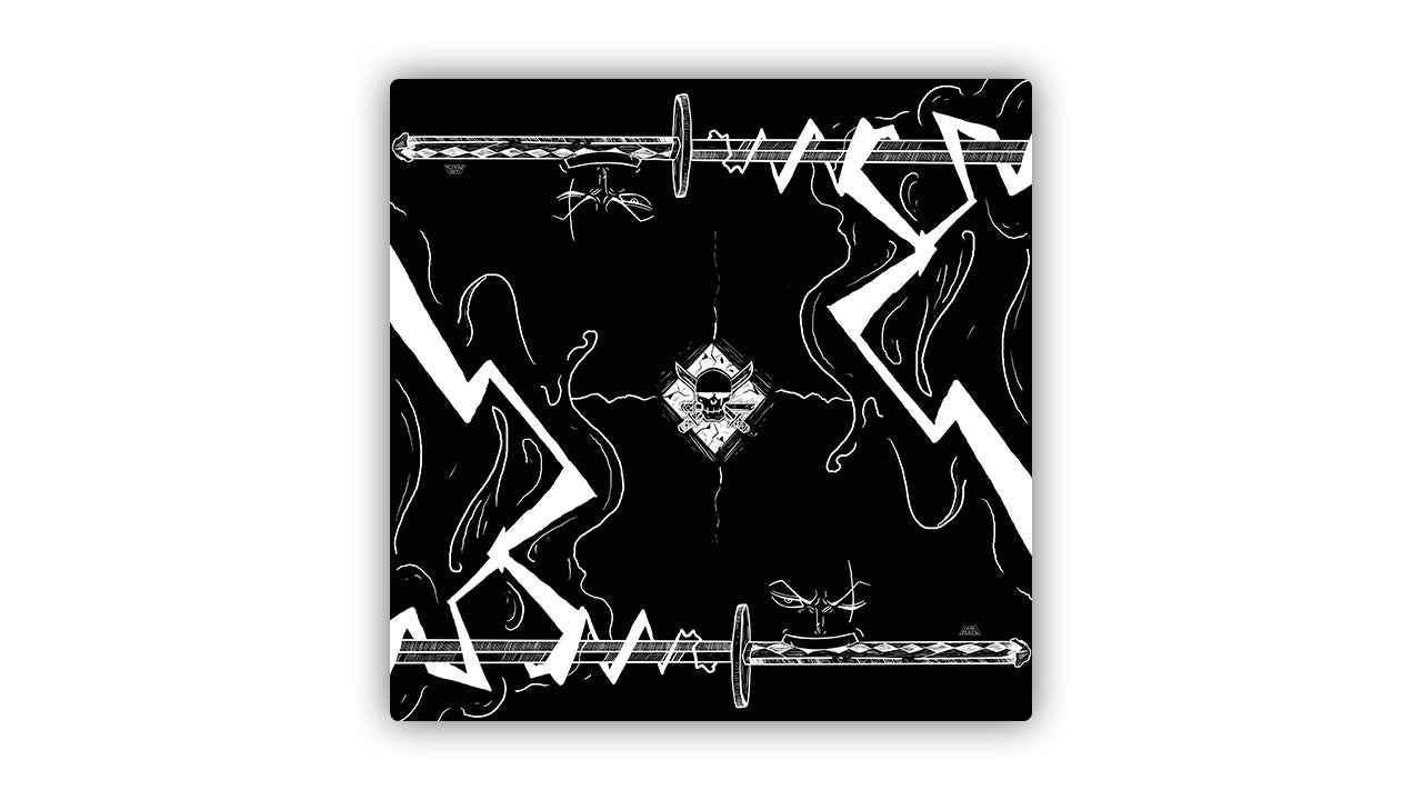 Triple-Blade Swordsman — 2 Player Cloth TCG Playmat