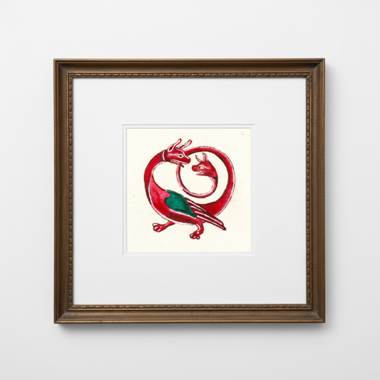 Twin Serpent Dragon Fine Art Print Medieval Style