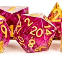 Handcrafted Sharp Edge Resin Dice Set: Thousand Day Red (7)