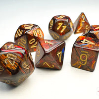 Chessex: Mini Polyhedral Dice set - Scarab - Blue Blood / Gold