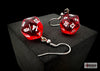 Hook Earrings Translucent Red Mini-Poly d20 Pair