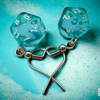 Hook Earrings Translucent Teal Mini-Poly d20 Pair