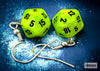 Hook Earrings Vortex® Bright Green Mini-Poly d20 Pair