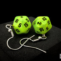 Hook Earrings Vortex® Bright Green Mini-Poly d20 Pair