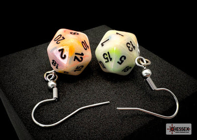 Hook Earrings Festive® Circus™ Mini-Poly d20 Pair