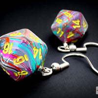 Hook Earrings Festive® Mosaic Mini-Poly d20 Pair