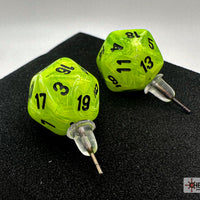 Stud Earrings Vortex® Bright Green Mini-Poly d20 Pair