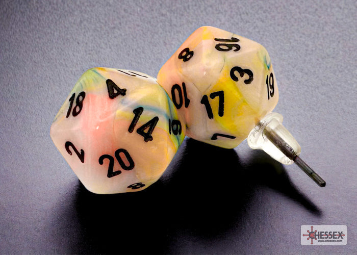 Stud Earrings Festive® Circus™ Mini-Poly d20 Pair