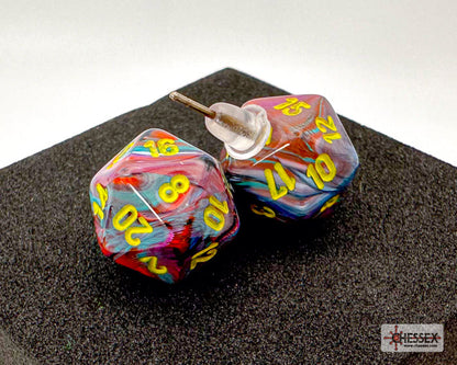 Stud Earrings Festive® Mosaic Mini-Poly d20 Pair