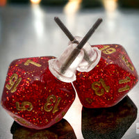 Stud Earrings Glitter Ruby Mini-Poly d20 Pair