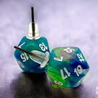 Stud Earrings Festive® Waterlily™ Mini-Poly d20 Pair