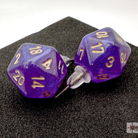 Stud Earrings Borealis® Royal Purple Mini-Poly d20 Pair