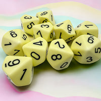 Opaque Pastel Yellow/back | 7-Dice, 16mm, 12mm, d10s by Chessex