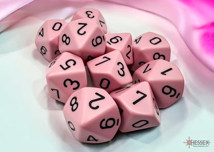 Chessex Set of Ten d10 Dice | Opaque Pastel Pink RPG Dice