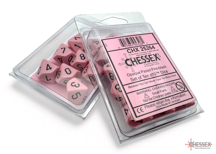 Opaque Pastel Pink/back | 7-Dice, 16mm, 12mm, d10s by Chessex