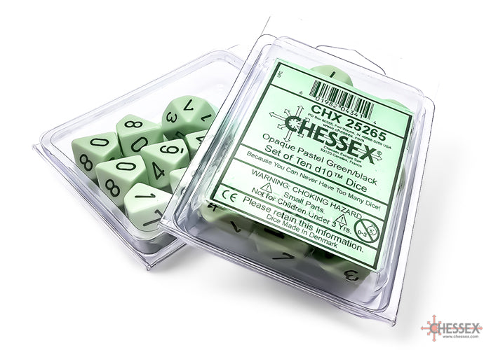 Opaque Pastel Green/back | 7-Dice, 16mm, 12mm, d10s by Chessex