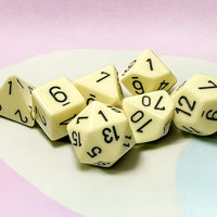 Opaque Pastel Yellow/back | 7-Dice, 16mm, 12mm, d10s by Chessex