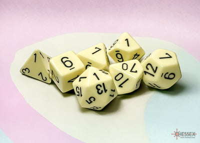 Opaque Pastel Yellow/back | 7-Dice, 16mm, 12mm, d10s by Chessex
