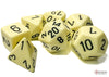Opaque Pastel Yellow/back | 7-Dice, 16mm, 12mm, d10s by Chessex