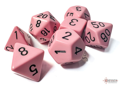Opaque Pastel Pink/back | 7-Dice, 16mm, 12mm, d10s by Chessex