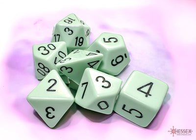 Opaque Pastel Green/back | 7-Dice, 16mm, 12mm, d10s by Chessex