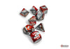 Gemini Red-Steel/white Polyhedral 7-Dice Set (with bonus die)
