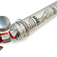 Gemini Red-Steel/white Polyhedral 7-Dice Set (with bonus die)