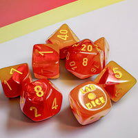 Gemini Gellow-Red/yellow Polyhedral Luminary 7-Dice Set (with bonus die)