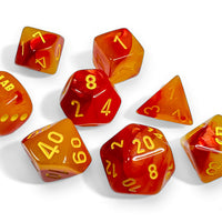 Gemini Gellow-Red/yellow Polyhedral Luminary 7-Dice Set (with bonus die)