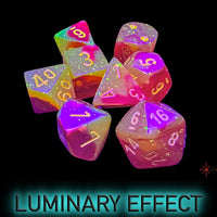 Gemini Gellow-Red/yellow Polyhedral Luminary 7-Dice Set (with bonus die)