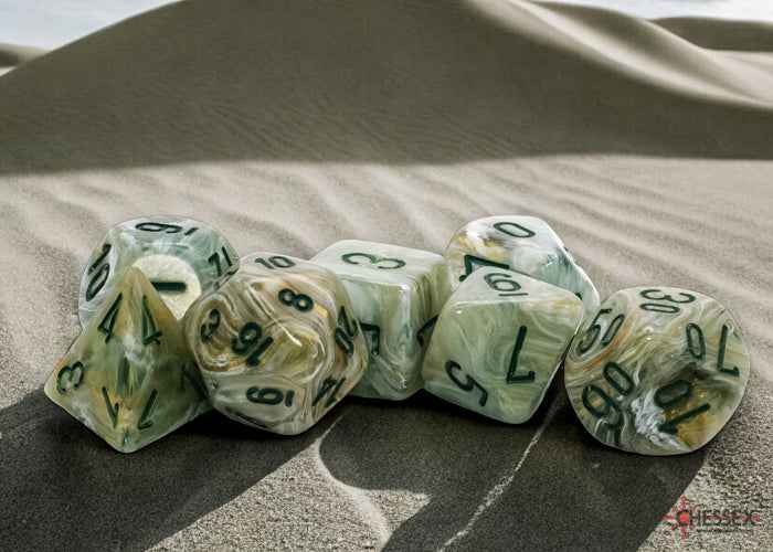 Marble Mega-hedral Green/dark green 7-Die Set